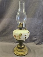 18.5" VINTAGE OIL LAMP WITH SOME AGE CRACKS