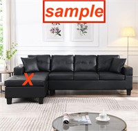 Black Fabric Sofa Sectional - No Chaise