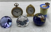 Paperweight, vintage clock , candle
