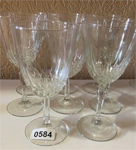 (8) Crystal Claret Wine Glasses