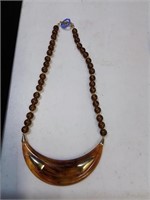 Brown beads and moon necklace