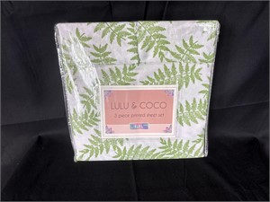 Lulu & Coco 3pc Full Size Fern Leaves Sheet Set