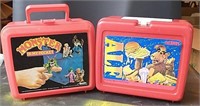 Two Plastic Lunch Boxes w/ Thermoses