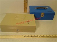 Two locking cash boxes with keys