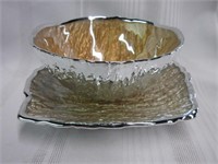 Very Interesting Art Glass Bowl on Plate