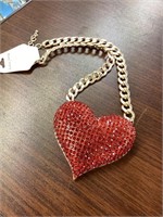 Large bejeweled heart necklace