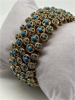 Natasha Gold Tone Turquoise Riveted Bracelet