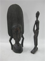 2 Vtg Carved Wood African Tribal Statues