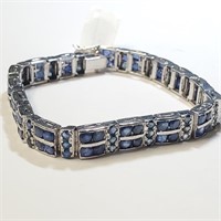 $1200 Silver Sapphire 7.5" Bracelet
