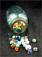 Antique Marbles Lot Fill Half Quart Green Ball Jar