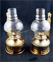 3 Brass Kaadan Oil Lamps & Wall Hangers