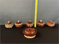 Set of Brown Drip Covered Soup Bowls