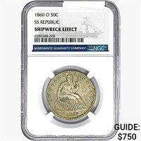 1860-O Seated Lib. 50C NGC Shipwreck Effect SS