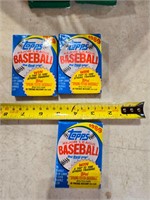 3 UNOPENED 1989 topps baseball cards and box