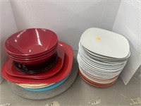 Lot of Plastic & Glass Plates, Bowls, Misc.