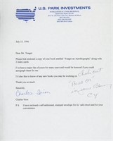 Charles Irion signed letter