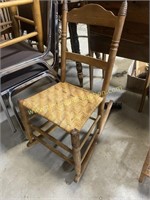 Woven bottom rocking chair