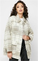 New Topshop Cream Checkered Wool Jacket