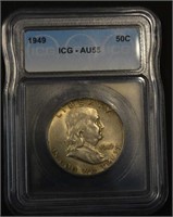 1949 Franklin Half Dollar ICG AU55