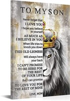 DuoBaorom To My Son Lion Canvas Wall Art, 24"x36"