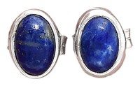 Natural Lapis Lazuli Oval Earrings