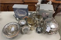 Large Group of Silver Plate Serving Items