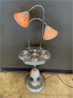 VINTAGE 1940'S ASHTRAY LAMP - ORANGE SHADES