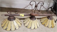 3 shade hanging light fixture stained glass