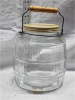 Barrel Glass Jar with lid and handle