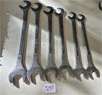 6 LARGE OPEN-END WRENCHES  1 3/8" TO 2"
