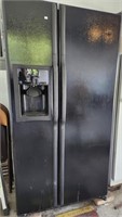 GE Refrigerator, black, side by side, working