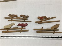 Antique wood pecking bird toys