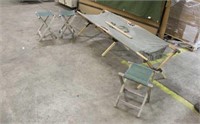 Military Cot & (3) Vintage Chairs