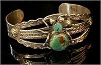 Navajo Sterling Silver Turquoise Spider Bracelet