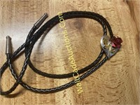 Bolo Tie with ladies Heart Slide & Rose