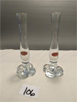 2 Clear Glass Gematex (Sweden) Bud Vases