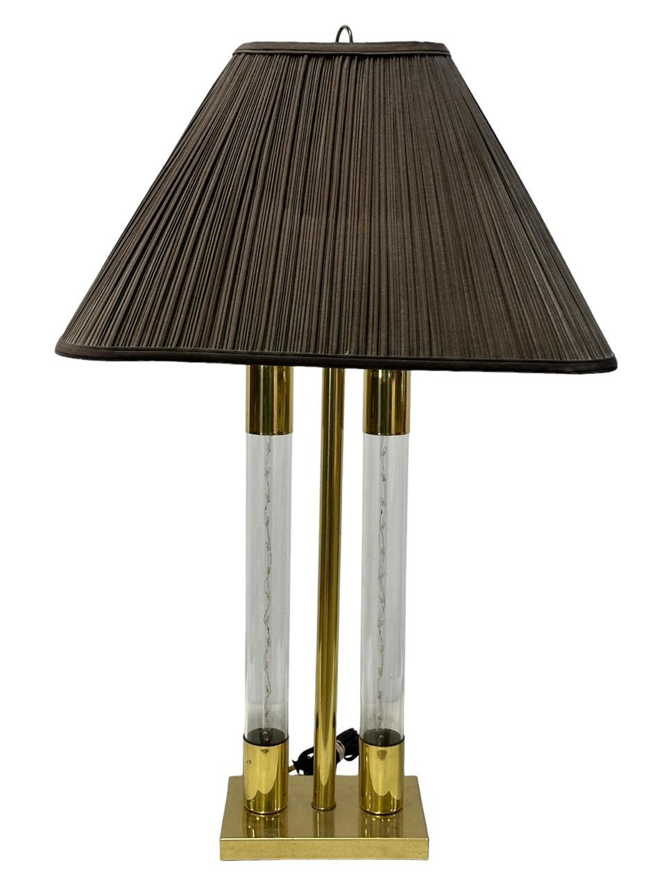 Vintage Cylindrical Brass Light up Tube Lamp