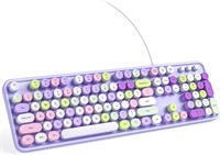 KNOWSQT Wired Computer Keyboard - Purple Colorful