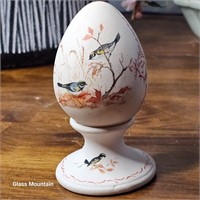 Vintage Hand Painted Bisque Ceramic Egg