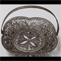 A Fine Antique Asian Silver Filigree Basket