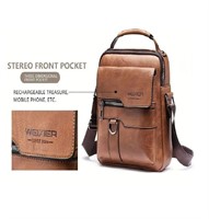 LEATHER CROSS BODY BAG (BROWN)