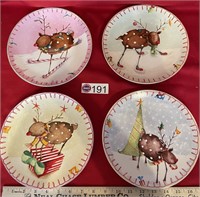 (4) CHRISTMAS MOOSE PLATES