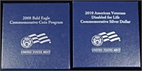 2008 & 2010 PROOF SILVER DOLLAR COMMEM SETS