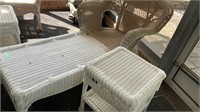 Wicker Chaise with Side Table