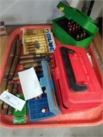 Tray of Empty Brass Cartridges & Other Ammo