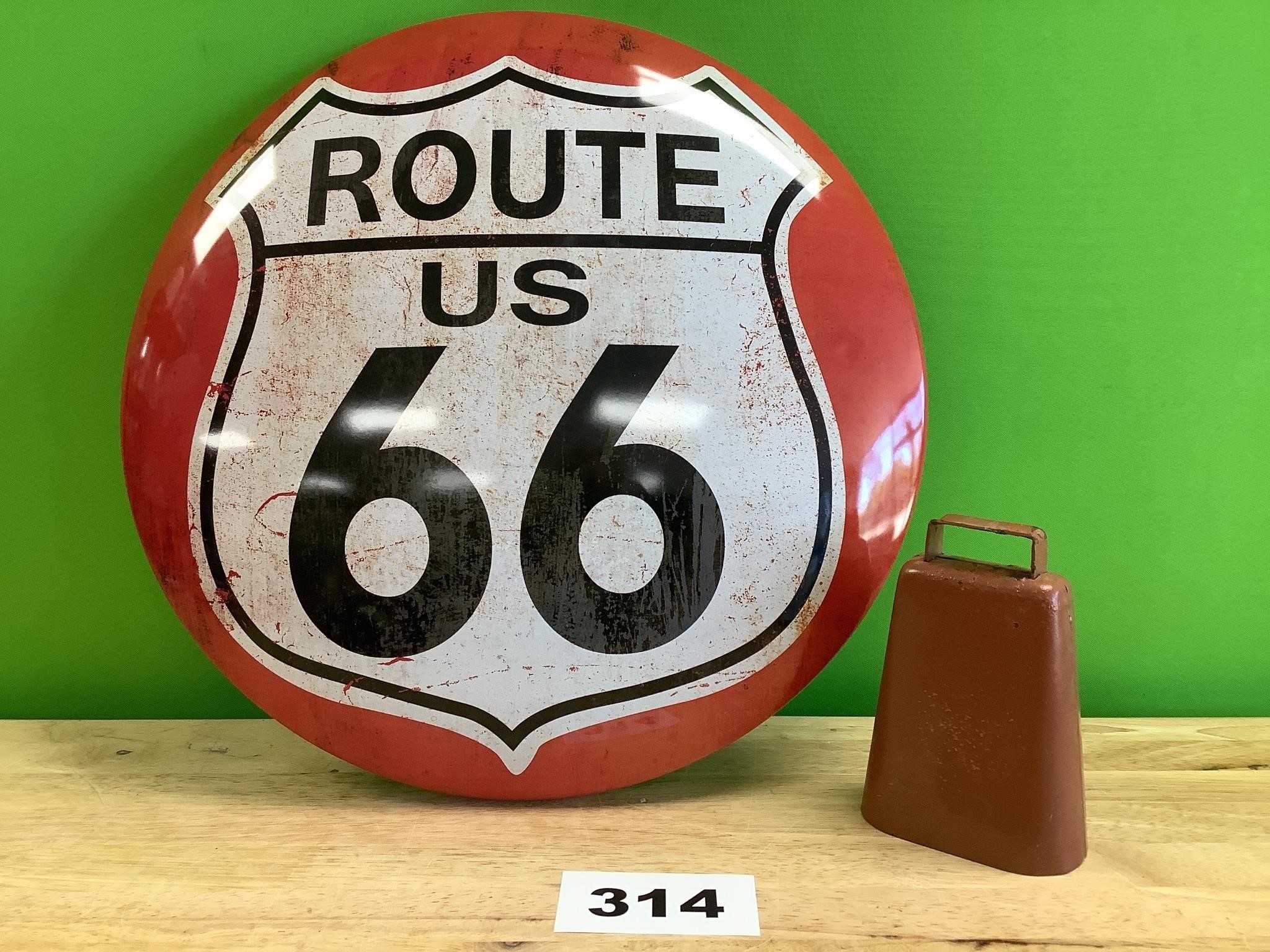 Route 66 Metal Sign & Copper Cowbell