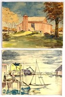 (2) Charles Frederick Wiley Watercolor Paintings
