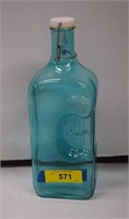 Interesting 13" Blue Glass Bottle w/Lid