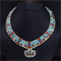 Tibet Natural Stone Tribal Queen Royal Necklace