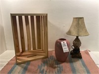 Decor : Crate, Mauve Vase, Lamp & Blanket